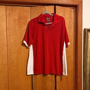 Red Short-Sleeve Polo Shirt with White Side Panels Adidas Clim Cool Large
